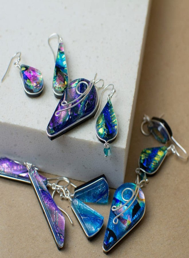 Nickel Smart Rainbow Falls Earrings - Nickel Free Dichroic Glass Dangles RZ23 - Kaleidoscope - Image 5